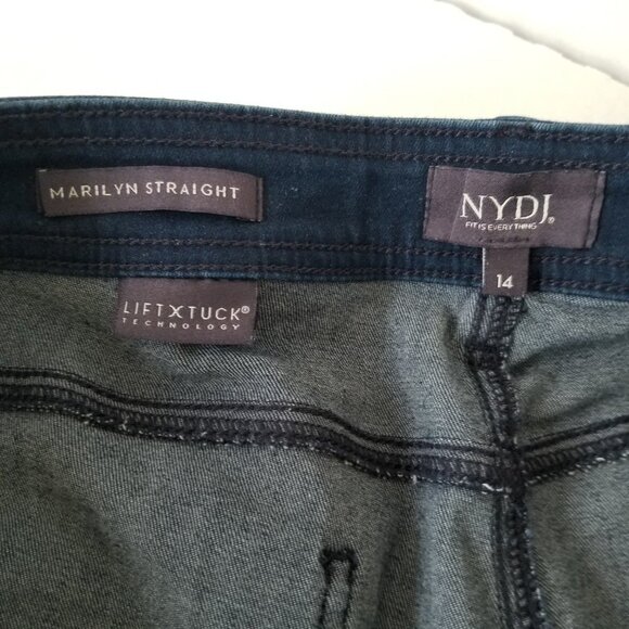 NYDJ Marilyn Straight Size 14 Jeans Button Fly Denim Patch Pocket Sailor Capsule - Picture 3 of 12